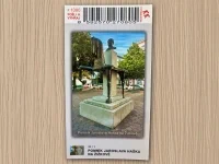 Turistická nálepka – pomník Jaroslava Haška